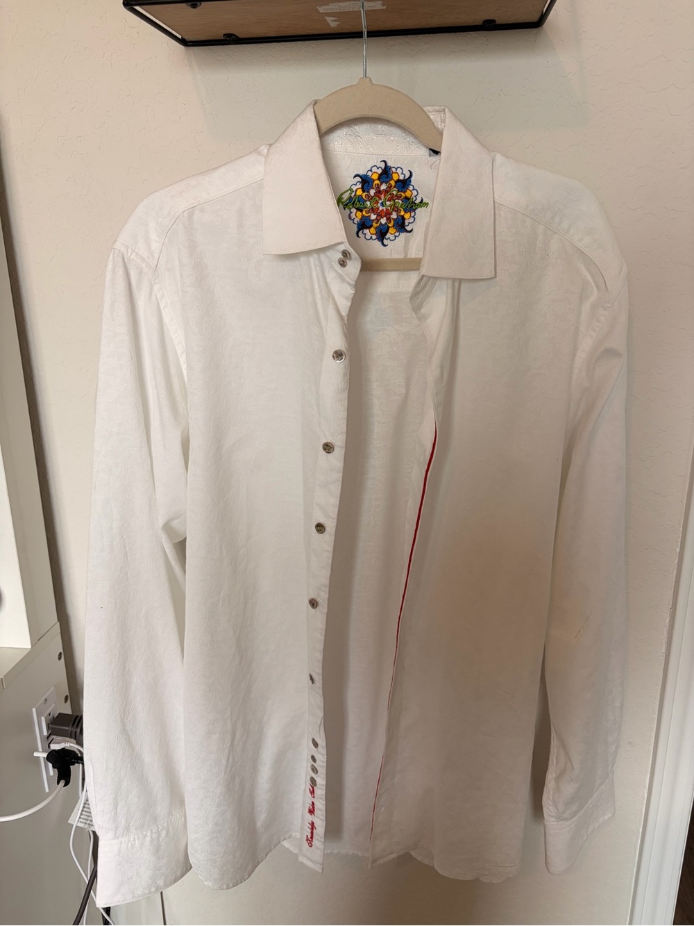Robert Graham White Dress Shirt with Red Trim